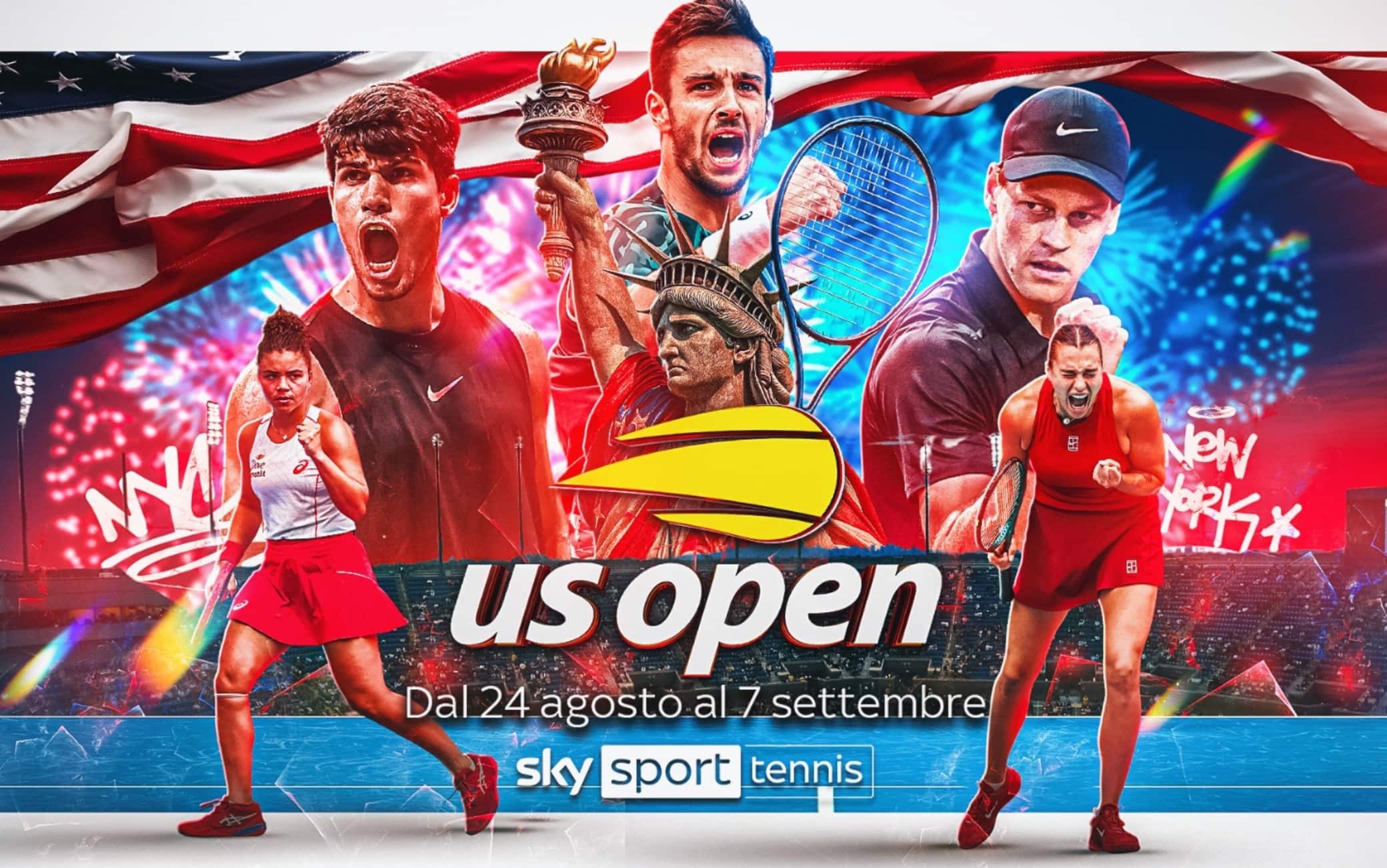 us open di tennis 2025 con sky sport fino a 7 canali in diretta